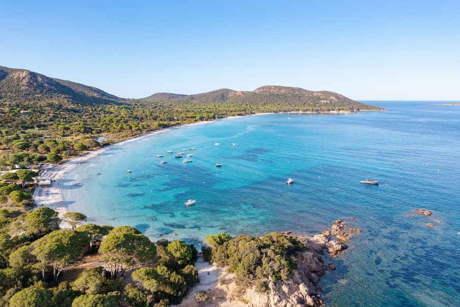 Plage de Palombaggia vue du ciel
